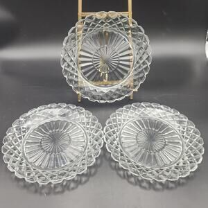3 Anchor Hocking Waterford Waffle Clear 7” Salad Plate